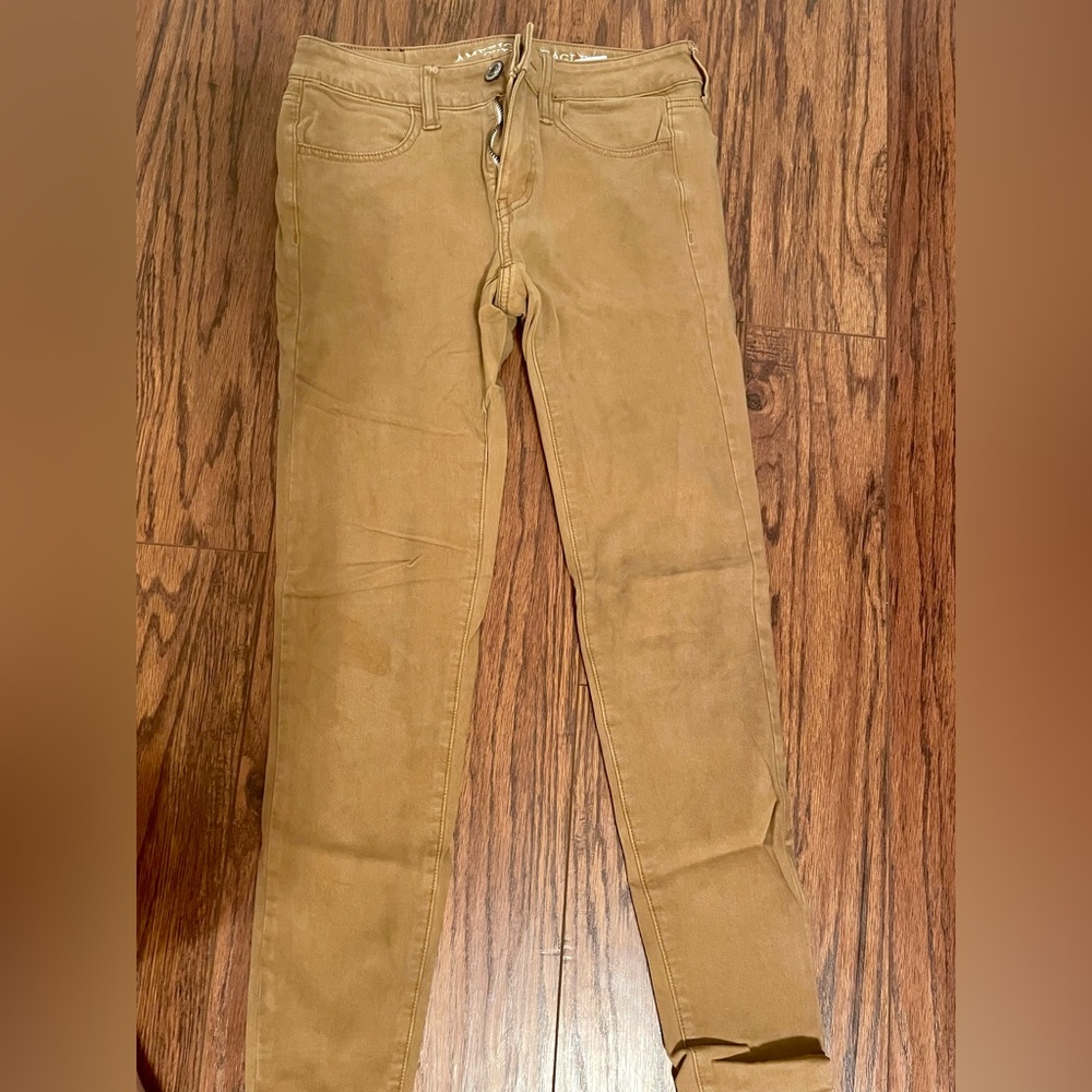 American Eagle Size 2 Regular Tan Skinny Jeans Super Stretch